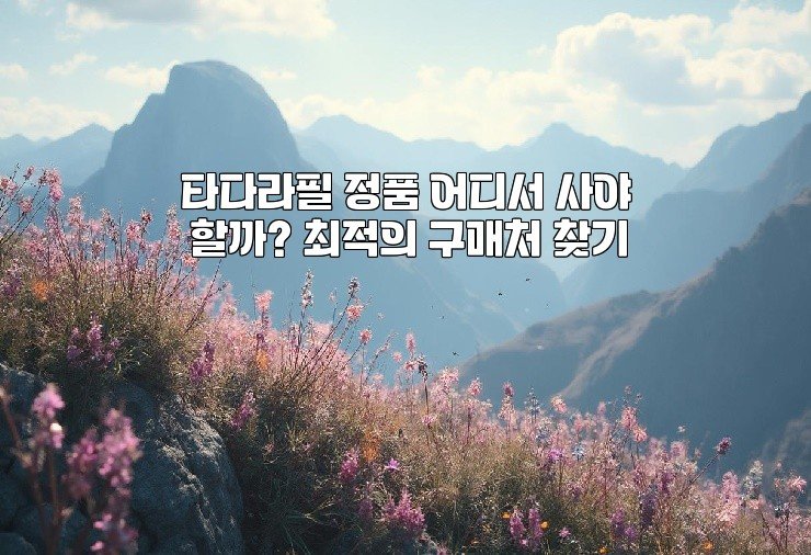 타다라필 정품 어디서 사야 할까? 최적의 구매처 찾기
